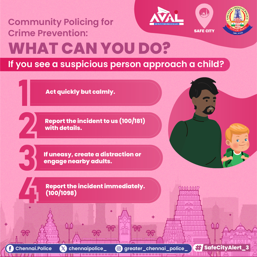 chennaipolice_'s tweet photo. Ensure a child’s safety from potential threats in public.
#அவள் #காவல் #aval #avalbygcp #avalsafety #avalawareness #GCPAVAL https://t.co/L5gtfAgEQZ