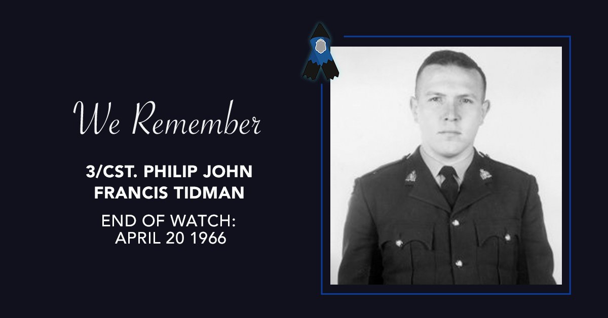 We remember 3/Cst. Philip John Francis Tidman, who was killed in a motor vehicle collision near Wakaw, Saskatchewan while on escort duty on April 20, 1966. #RCMPNeverForget