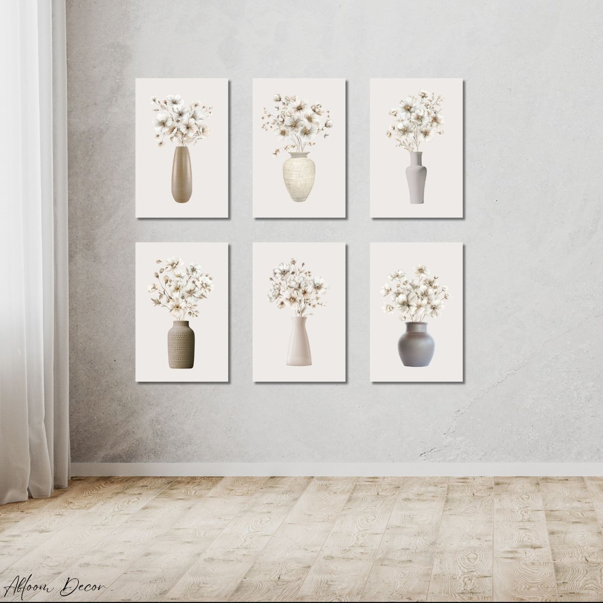 If you love flowers and a neutral color palette, this set of six FREE white rustic flower wall art printables is perfect for you! abloomdecor.com/white-rustic-f… #freeprintables #livingroomwallart #floralwallart #walldecor