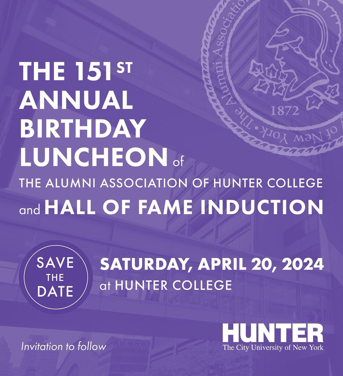 I’m deeply honored to be inducted into the @HunterCollege Hall of Fame. My alma mater took a chance on me when few other schools would. I regret not being there in person. 💜