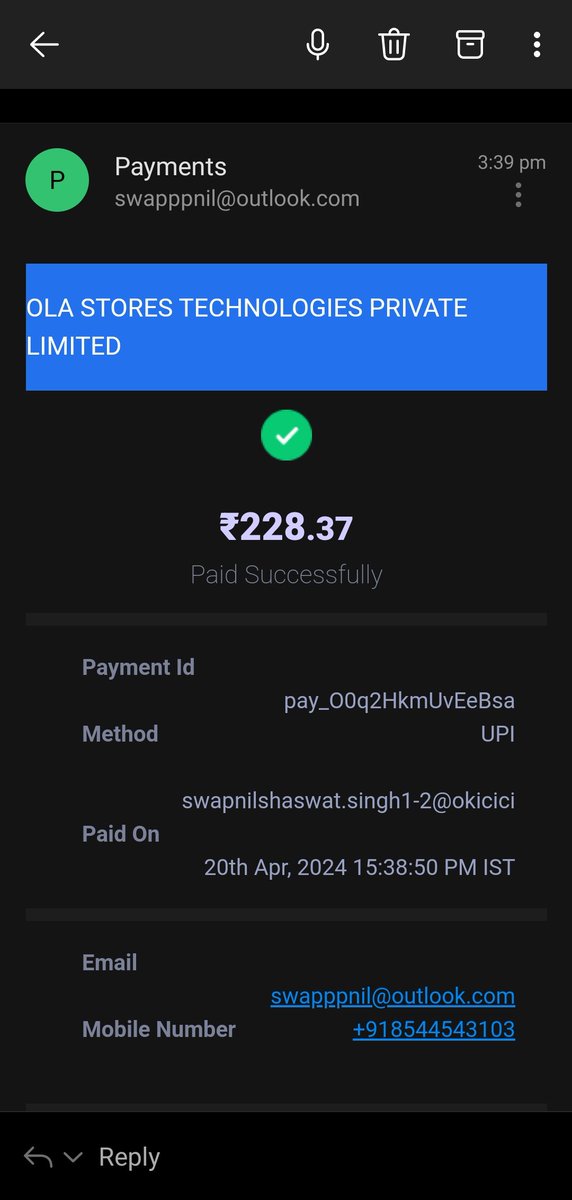 _itSwapnil_'s tweet photo. @Olacabs @ola_supports, i placed an order at Behrouz Biryani via Ola foods at about 3.35PM, till now it has not been delivered and the order is now not being shown on the app. Please check and get it delivered ASAP! https://t.co/eTlr4hpDrK