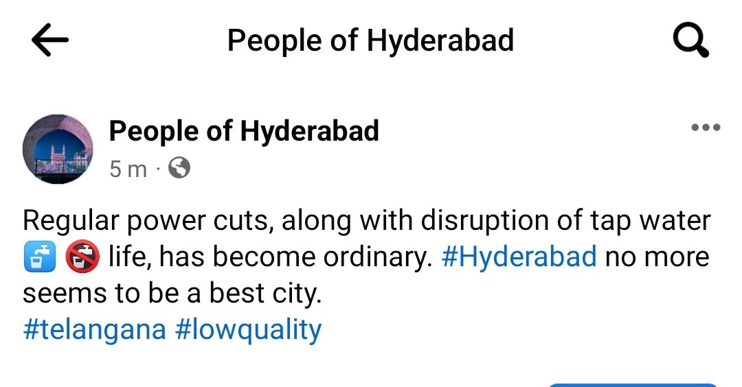 Regular power cuts, along with disruption of tap water 🚰 🚱 life, has become ordinary. #Hyderabad no more seems to be a best city. #telangana @asadowaisi @revanth_anumula @INCTelangana @hydcitypolice @DeccanChronicle @amjedmbt @TsspdclCorporat @HMWSSBOnline