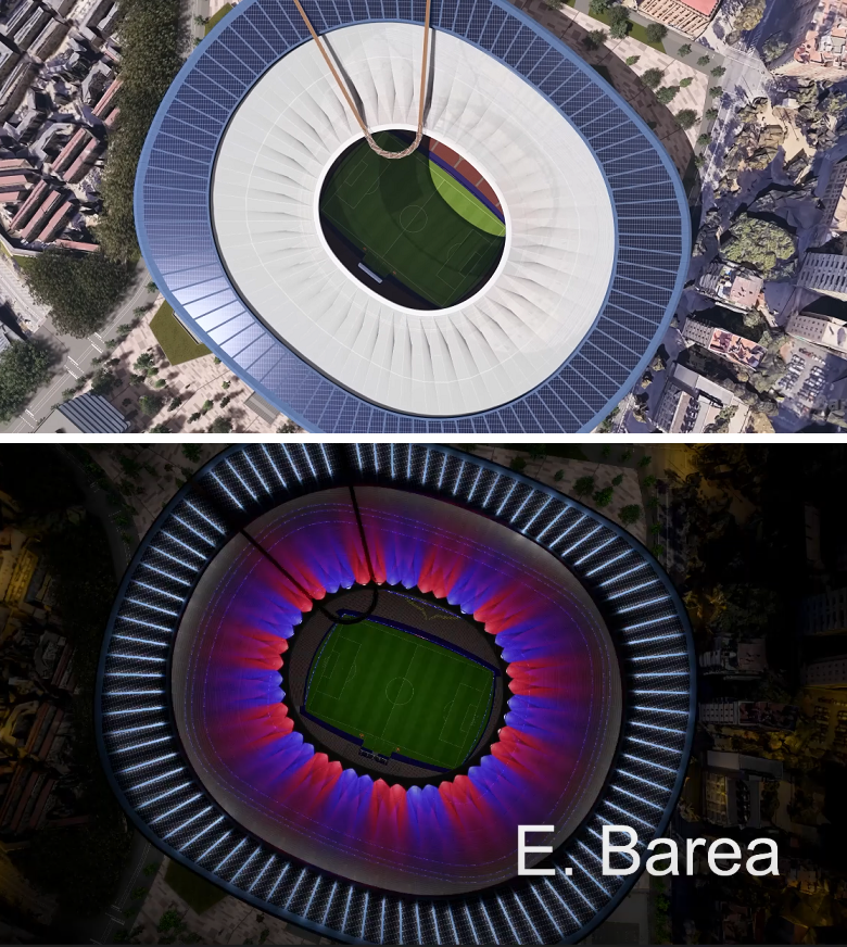 Así podría ser el nuevo Camp Nou con iluminación personalizada. [Imagen de @ebarea87] ¿Qué os parece?