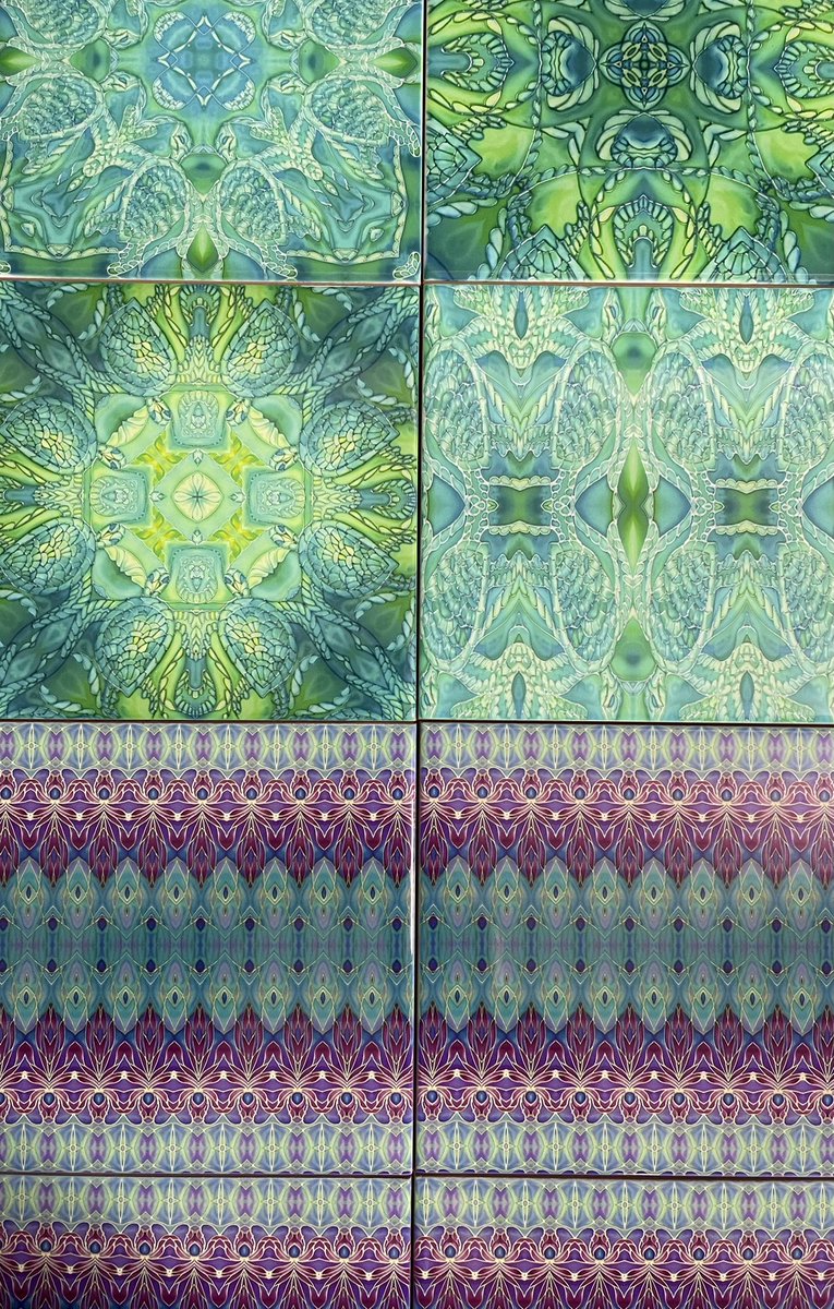 On the workbench right now. Two sets of four tiles going to the same customer in the U.S. Do you think they’ll be mixed or for two different rooms? If it’s your order do let me know. I’m always imagining how they’ll be used.