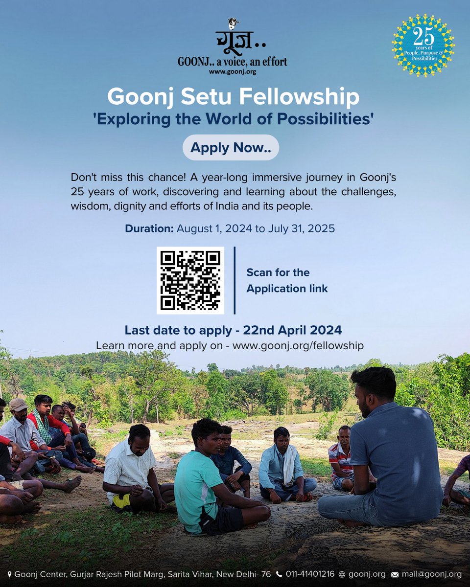 Only two days left to apply for the Goonj Setu Fellowship 2024-2025.. HURRY NOW! Don't miss this opportunity to get involved in a grassroot-level work. To apply- form.jotform.com/240241306818450 #Goonjfellowship #Goonj #Fellow