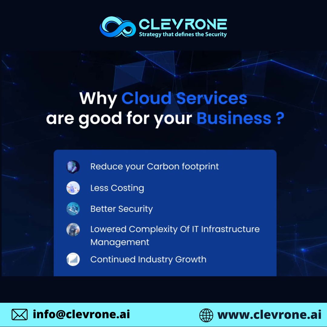 Unlock the power of Cloud Services for your business! ☁️ Here are just a few reasons why they're essential:

1️⃣ Reduce your carbon footprint🌱
2️⃣ Save costs 💰
3️⃣ Enhanced security 🔒
4️⃣ Simplified IT infrastructure management 🖥️
5️⃣ Keep up with industry growth 📈

#Clevrone #IT