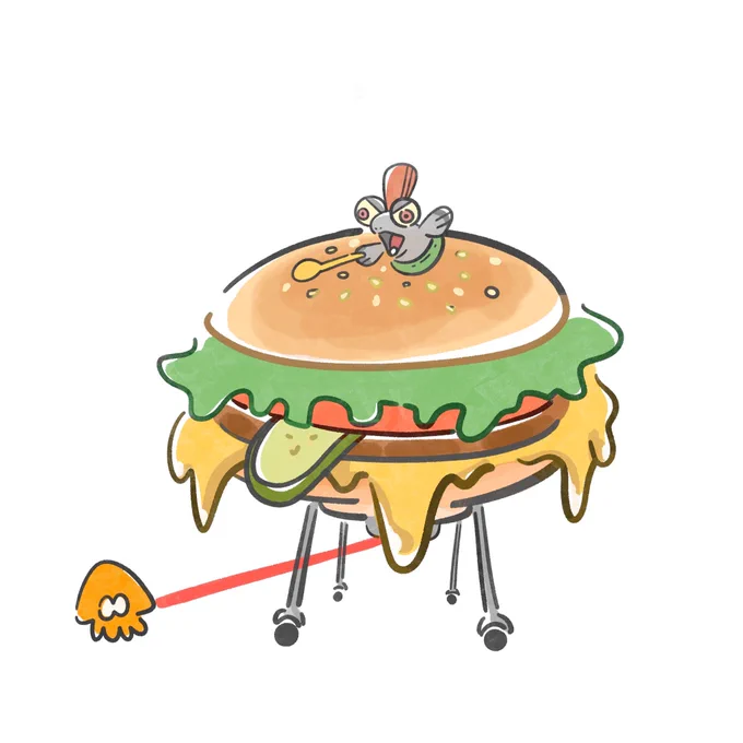 夜バーガーフニゲソに隠れるフニ 