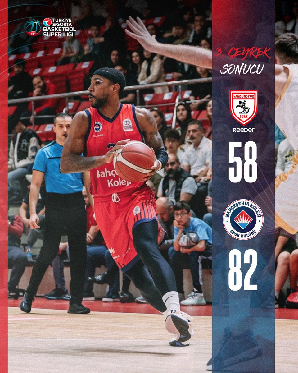 Türkiye Sigorta Basketbol Süper Ligi 28. Hafta | Üçüncü Çeyrek Sonucu | Reeder Samsunspor 58 - 82 Bahçeşehir Koleji

❤💙 #FlyHighTogether