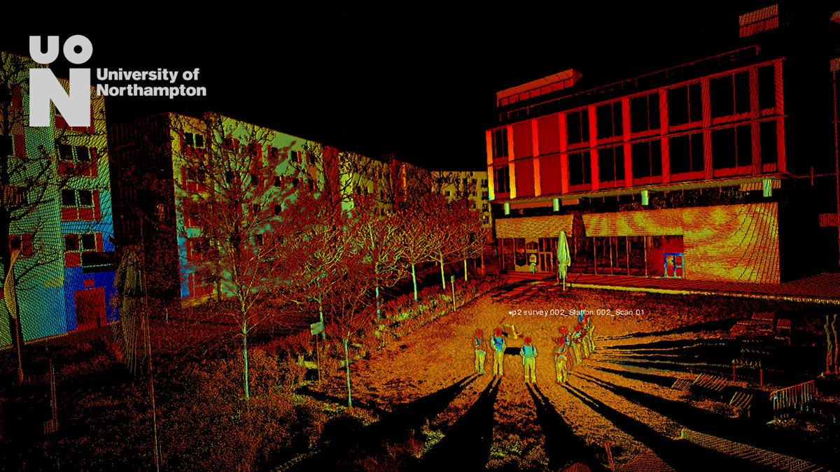 Visitors to our Discovery Day today got to use a laser scanner to produce this scan of the campus. #ChooseGeography #UseGeography @UniNorthants #OpenDay