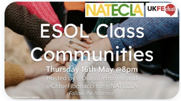 Jane Chillingworth (@jchillingworth) on Twitter photo Thanks again to all who joined us for the #SustainFE #ukfechat on Thursday night. Next month’s #ukfechat is hosted by <a href="/dianatremayne/">Diana Tremayne 🏳️🌈 🧡</a> and @ChloeFibonaccion on the topic of ESOL Class Communities. Join the chat # on Thursday 16th of may at 8:00 PM. Thanks again to all who joined us for the #SustainFE #ukfechat on Thursday night. Next month’s #ukfechat is hosted by <a href="/dianatremayne/">Diana Tremayne 🏳️🌈 🧡</a> and @ChloeFibonaccion on the topic of ESOL Class Communities. Join the chat # on Thursday 16th of may at 8:00 PM.