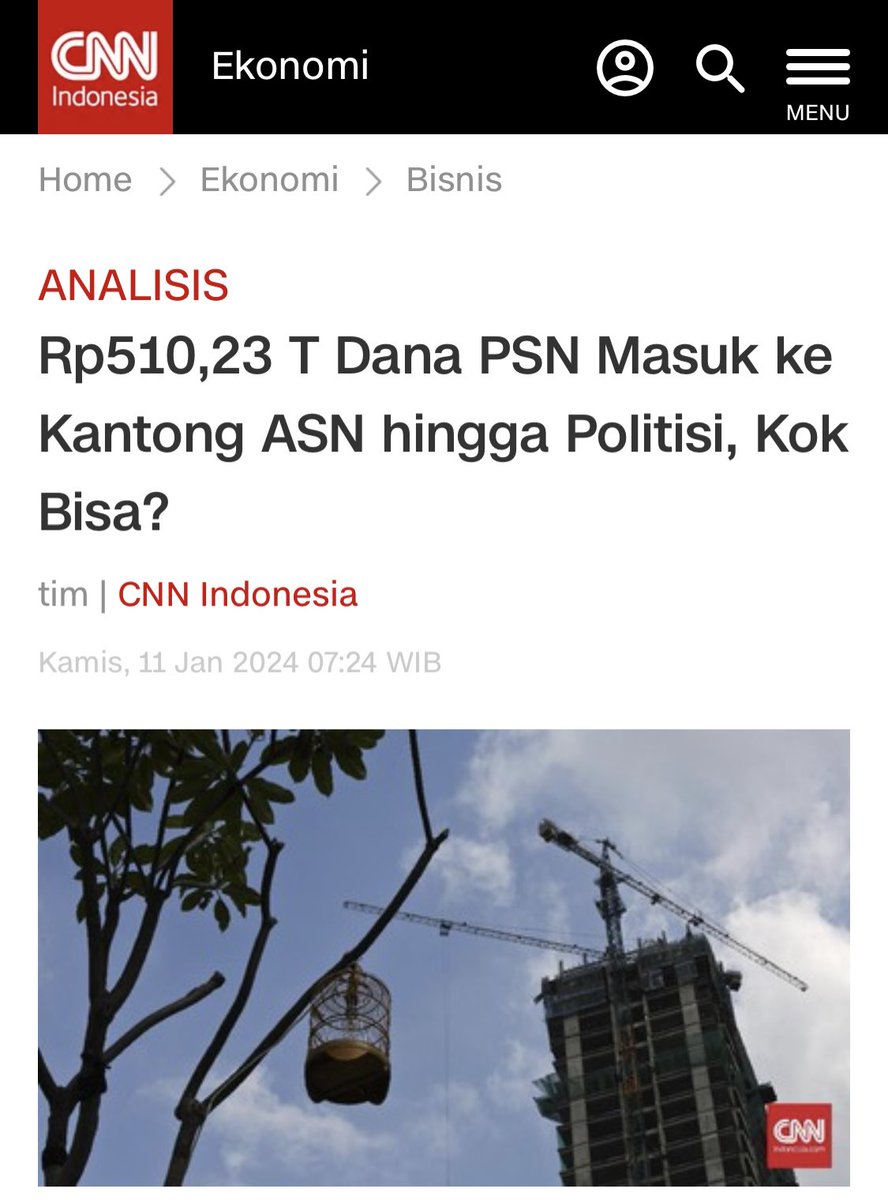 Tahun lalu ada 30 proyek PSN dari 9 program yg bernilai kurleb 1.500 T Nah 510,23 T dari dana PSN itu masuk ke kocek ASN dan Politisi. Gimana gak 'nyaman tentram damai' idup loe?! cnnindonesia.com/ekonomi/202401…