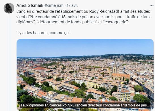 FactAndSerious's tweet photo. Enquête @conspiration et @RReichstadt
➡️@ame_ism : "le directeur de l’établissement où Rudy Reichstadt a fait ses études vient d’être condamné à 18 mois de prison avec sursis pour “trafic de faux diplômes”, “détournement de fonds publics” et “escroquerie” Source OuestFrance https://t.co/fZAsmpma9E