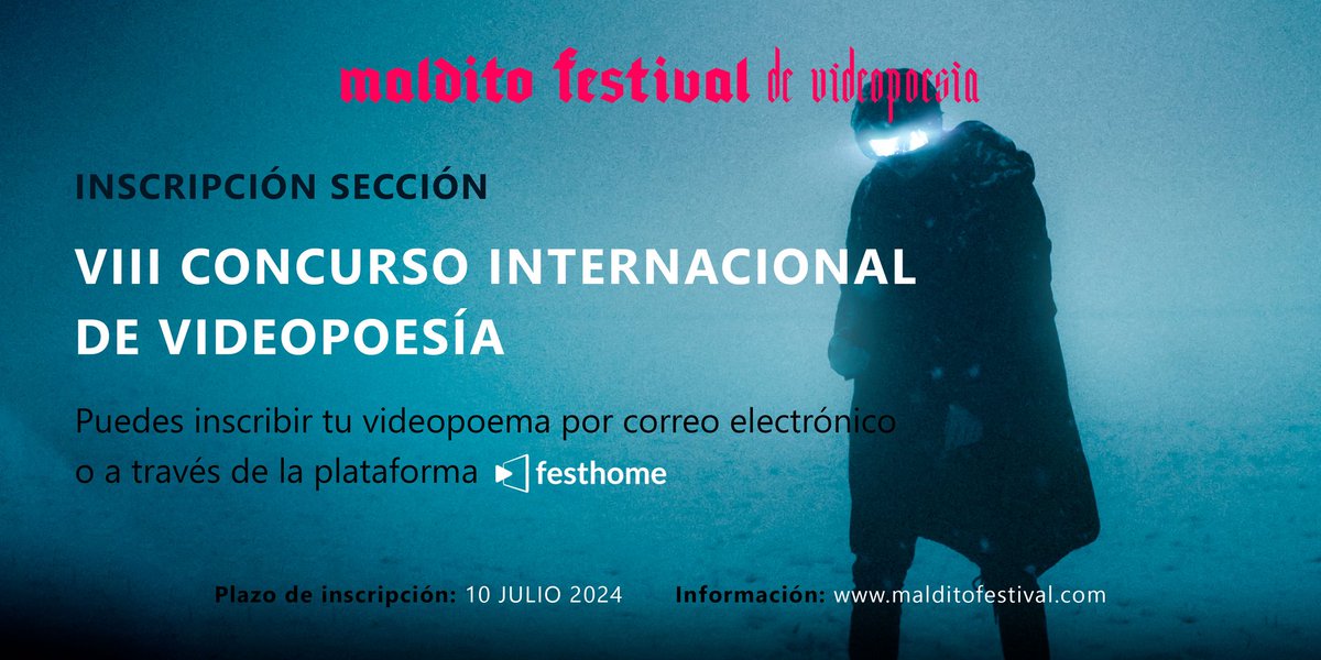 ⚡ INSCRIPCIÓN VIII CONCURSO INTERNACIONAL DE VIDEOPOESÍA 

📣 Plazo de inscripción: 10 julio 2024

👉 shorturl.at/myDGH

#videopoesía #videopoema #Poesía #videoarte #Albacete #festivalvideopoesía
