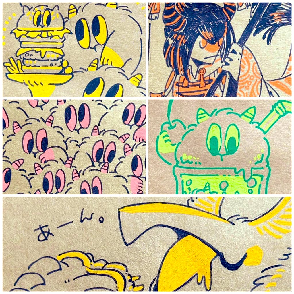 詰め合わせ袋でリクエストいただいたりしたドローイング達✍️ 