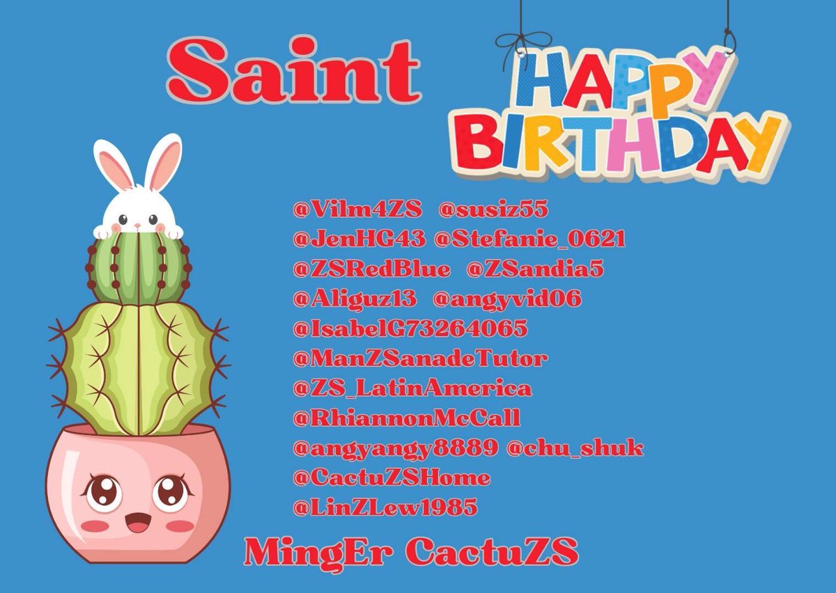 Dear <a href="/Saint_sup/">Saintsup 🎬</a> 

We wish you that the year ahead may be filled with joy, happiness and many exciting opportunities. 
We will always be walking beside you. ❤️

Lots of love, 
Your #CactuZSfamily 💜🌵

SAINT26BD FANSIGN PARTY
#BD26ySaintFansignParty
#Saint_sup #MingEr #CactuZS