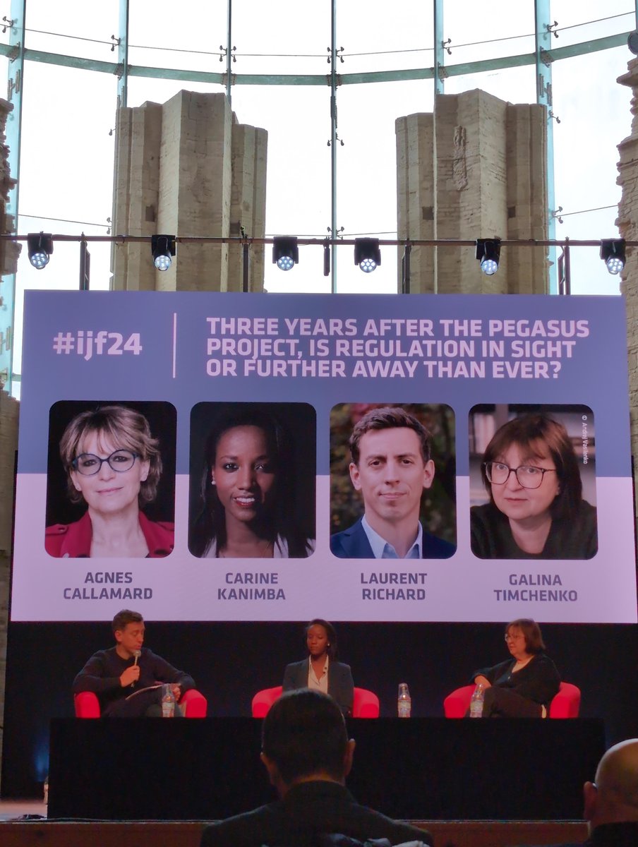 Day 4 at #ijf24. Three years post-Pegasus Project, cyber surveillance still endangers press freedom. Spyware regulation is crucial for protecting sources and democracy. We recommend Apple's lockdown mode or Pixel phones with GrapheneOS for enhanced security. @journalismfest