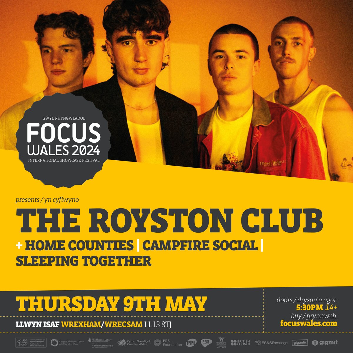 🎪 @TheRoystonClub at FOCUS Wales 2024 🎪 + @Home_Counties_ + @campfire_social + @SleepinTogether 🎉 MAI 9 MAY #WREXHAM 🎫 focuswales.com