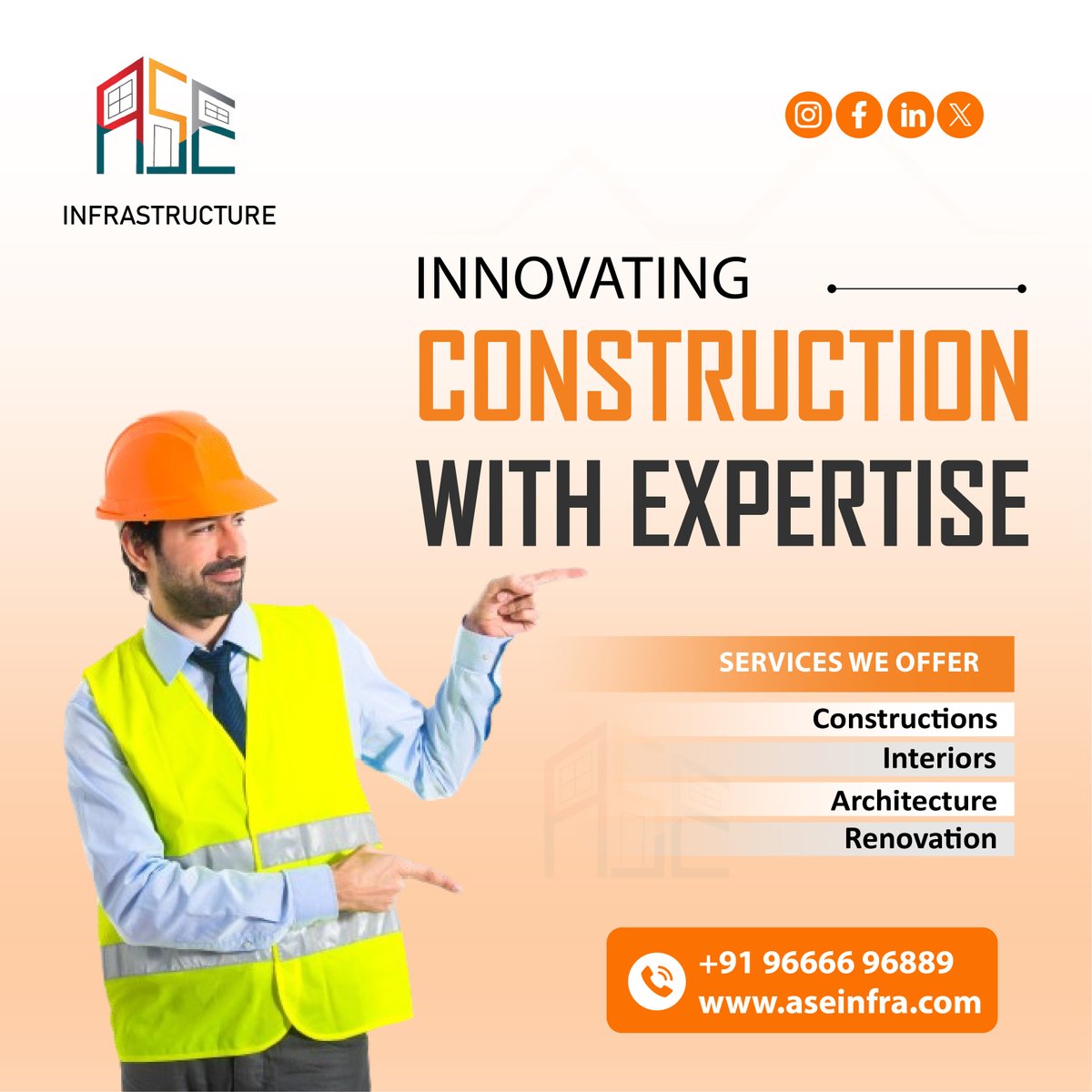 aseInfrastruct2's tweet photo. "ASE Infrastructure pioneers innovative construction solutions, redefining industry standards.
Call Us:+919666696889
Visit Us: https://t.co/m6fCc4BDvJ
#Innovation #Construction #Sustainability #aseinfrastructures " https://t.co/dLxxsIMppF