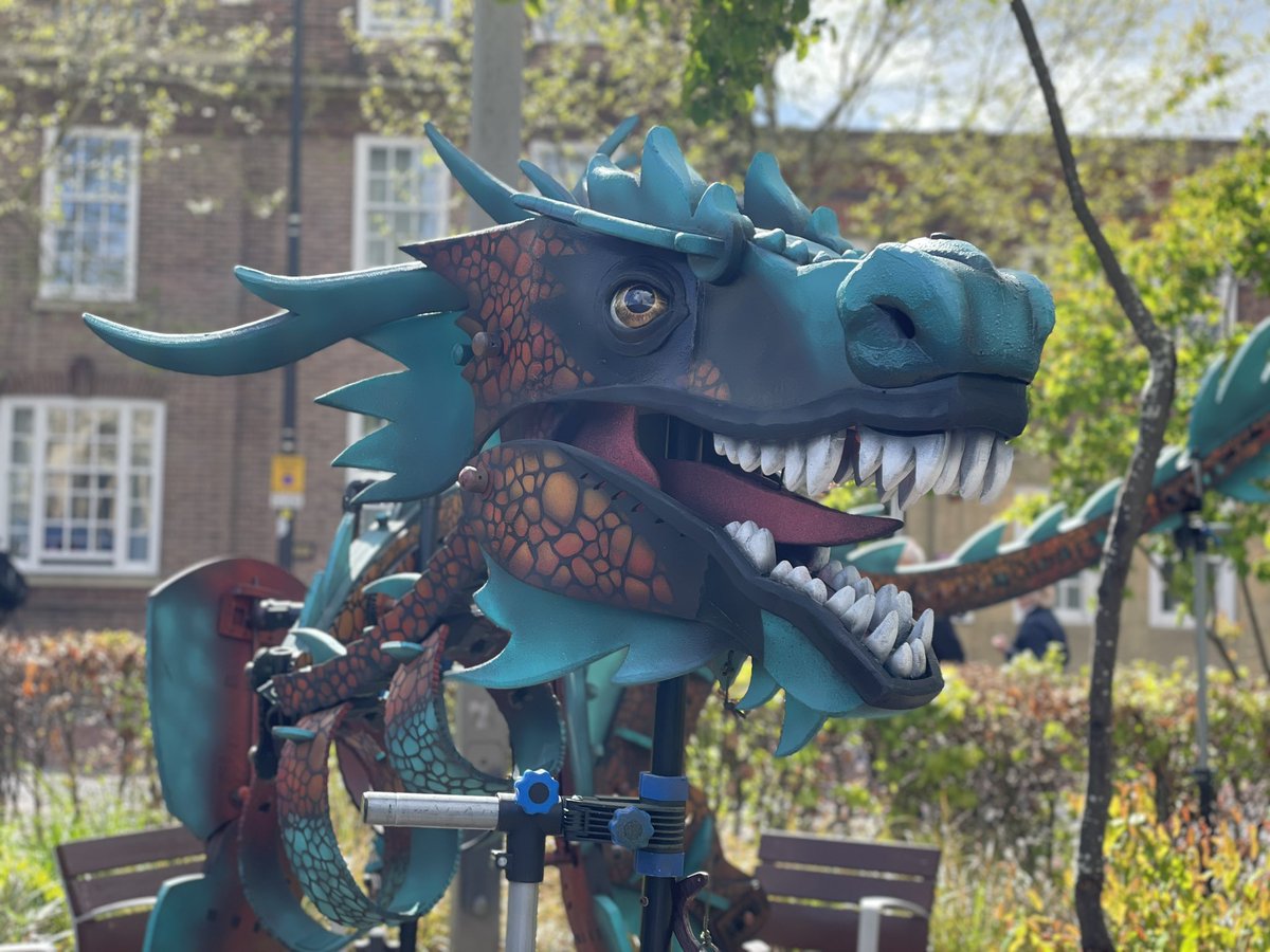 Pop to Leicester Cathedral grounds today and you might spot a certain scaly someone hiding in the grounds. Brimstone will be on static display for Leicester’s St George’s Day festival from 11:00am! @leicesterfest @leicslive @leicestermuseum @OutdoorArtsUK #stgeorgesday