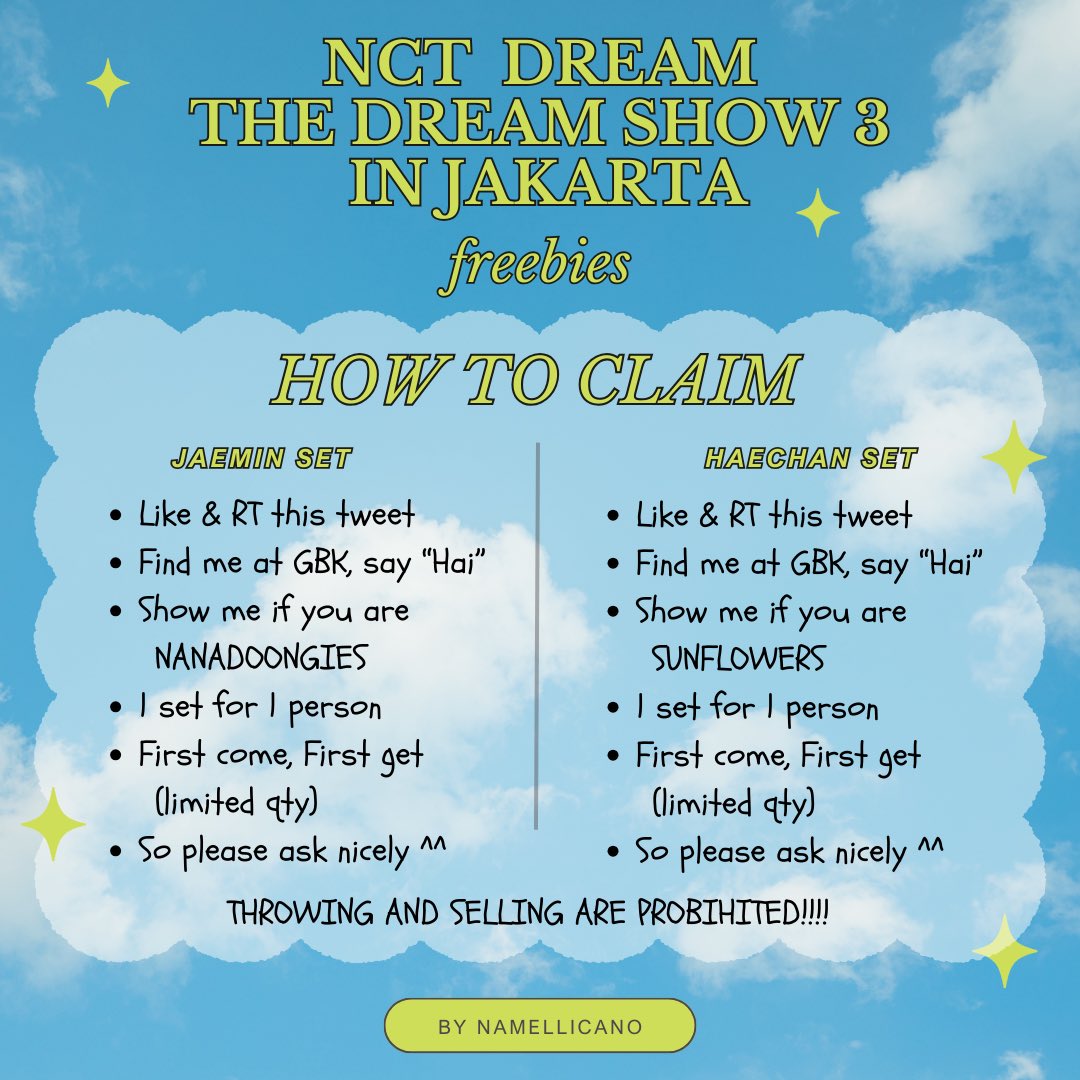 namellicano's tweet photo. NCT DREAM The Dream Show 3 in Jakarta — Freebies by @namellicano 

RT and LIKE are appreciated

📆 : 18 May 2024
📍 : GBK Area (TBA)

🐻🐰 LIMITED QTY 🐰🐻

See you there ♡♡ @NCTsmtown_DREAM 
#TDS3INJAKARTA 
#THEDREAMSHOW3_IN_JAKARTA 
#NCTDREAM_THEDREAMSHOW3 https://t.co/heWq6Bqb0C