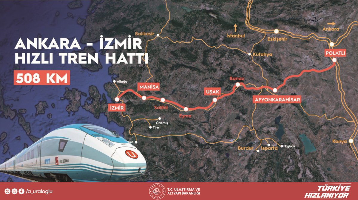 📍Afyonkarahisar Ankara - İzmir YHT Projemizde gelinen son durumu yerinde incelemek için Sinanpaşa Şantiyesi’ni ziyaret ettik. 🛤️ 508 kilometre uzunluğundaki projemiz kapsamında; ⬇️ Ankara-İzmir arası 14 saat olan seyahat süresi 3 saat 30 dakikaya düşecek. 👥 Hattımız…