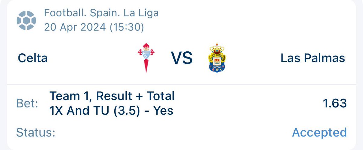 🇪🇸 La Liga
Tip: 1X and Total Under 3.5 goal
Odd: 1.63

Register with Paripesa combodef.com//L?tag=d_25231…
Promocode LESLIE 

#pesatips #WayIsUp #FACup