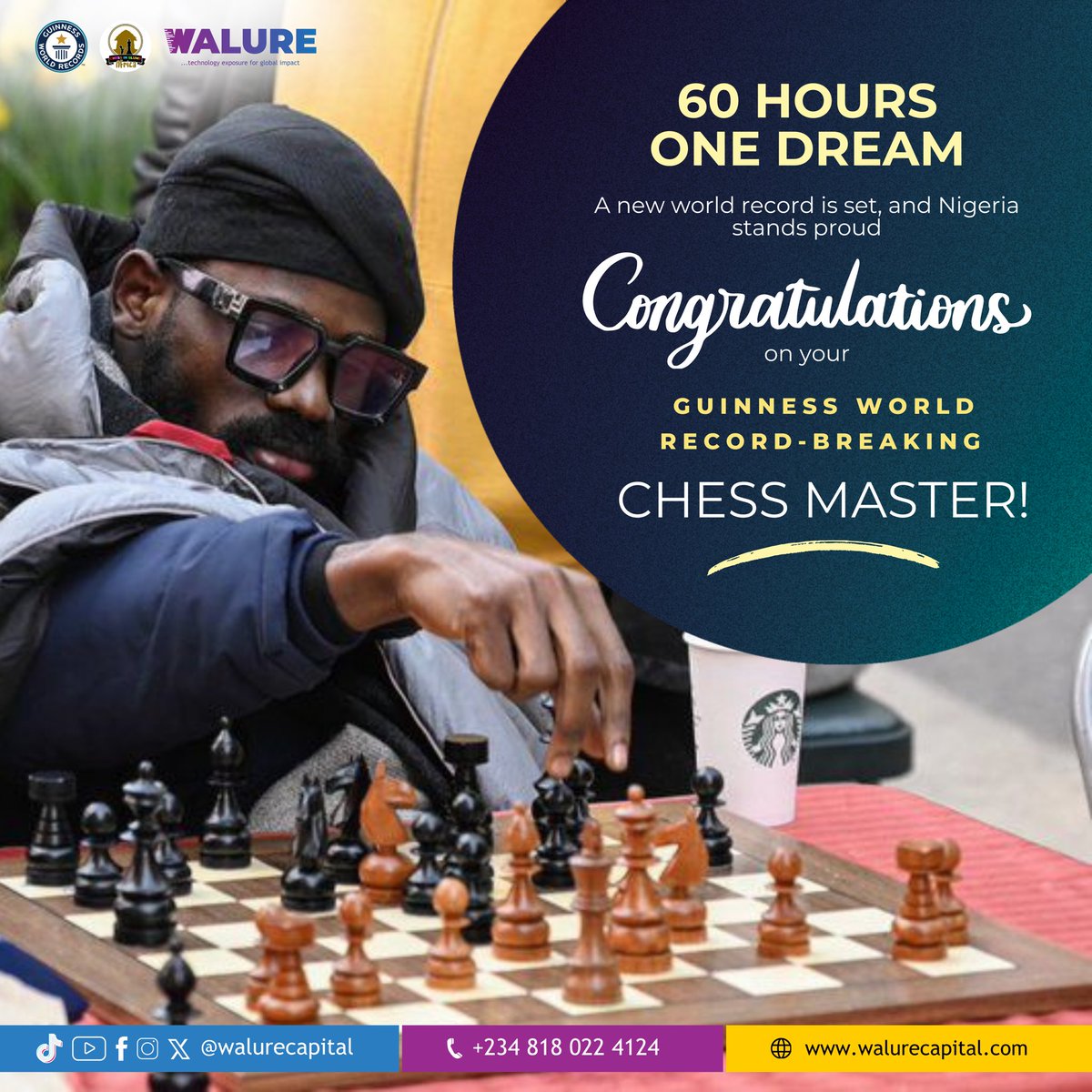 60 hours of chess?! That's some serious dedication and mental stamina! Huge congratulations on completing this incredible chess marathon, Tunde. You're an absolute legend!

#chess #ChessInSlum #TundeOnakoya