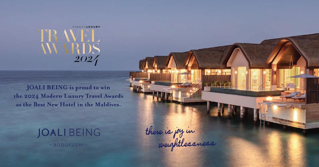We are truly honoured to win the 2024 Modern Luxury Travel Awards as the Best New Hotel in the Maldives. Our heartfelt appreciation goes out to this incredible recognition. #JOALIBEING #Weightlessness #Wellbeing #Maldives #SeasonOfRenewal