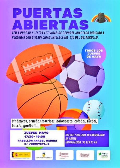 Ven a probar nuestras jornadas de puertas abiertas durante el mes de MAYO ⚽🏀🏈🎾
RELLENAR tu hoja de inscripcion en @adistotorrent mas información 961292745
#SomosAdisto #SomosFamilia #SomosTorrent