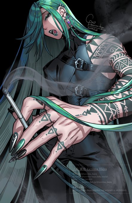 #私が悪役だったらありそうな設定をフォロワーさんが教えてくれる完成しました～～!毒使いの男になりました!【いただいた設定】・ごっついギラギラのスカルプネイル(一本だけ薬指に毒仕込まれてる)・長身長髪・トライバルなタトゥー・赤以外のカラーリップ 