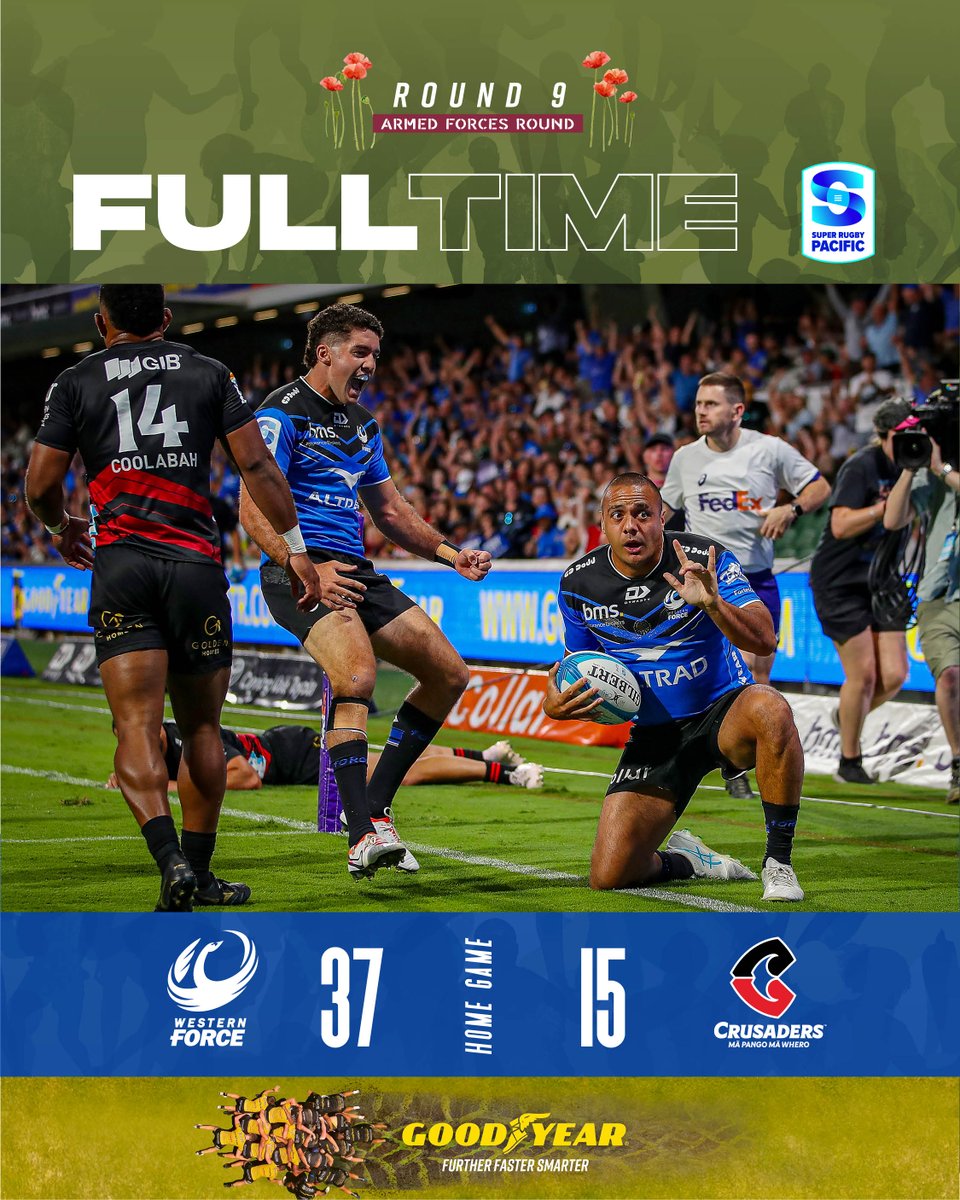 FULL-TIME!! First time in over a decade, the Force has beaten the Crusaders! 🦢 37 - 15 ⚔️ #FORvCRU #WeAreForce @goodyear