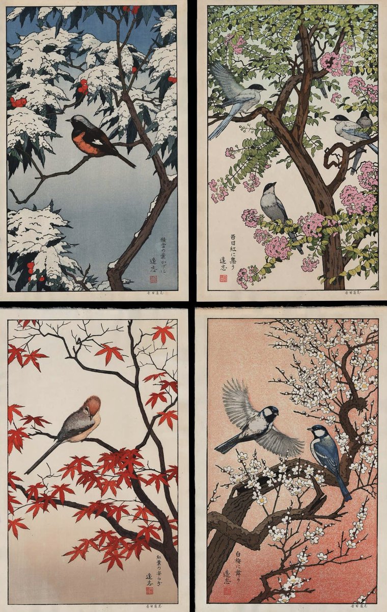 ArtGuideAlex's tweet photo. Birds of the Seasons #ToshiYoshida https://t.co/2OB4rMjsu7