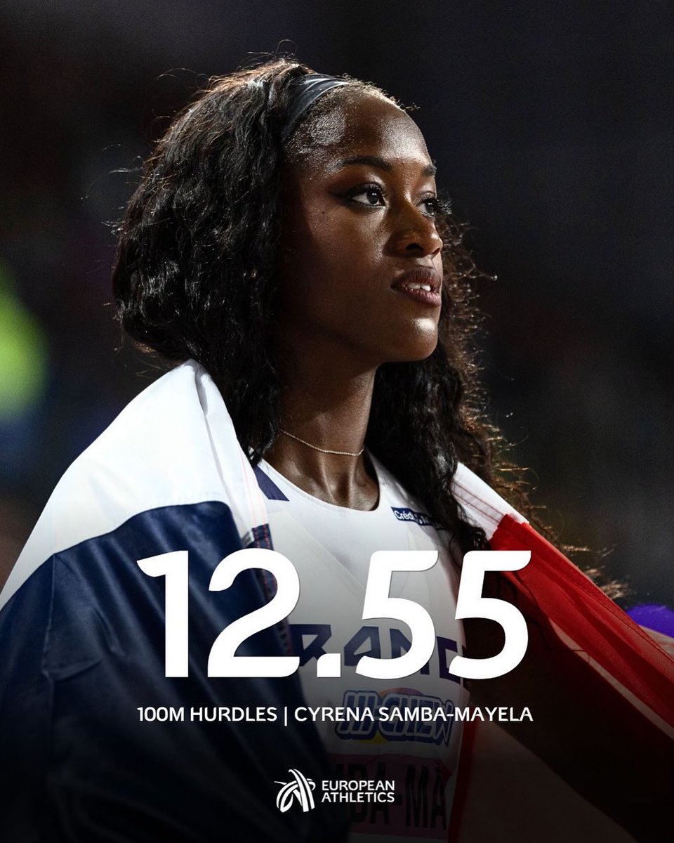 EuroAthletics's tweet photo. NATIONAL RECORD in April 🤯

🇫🇷 Cyrena Samba-Mayela clocks 12.55 in the 100m hurdles at the Xiamen Diamond League.

@earoma2024, bring it on. 😤

#athletics 
@FFAthletisme https://t.co/mGSIBF00sA