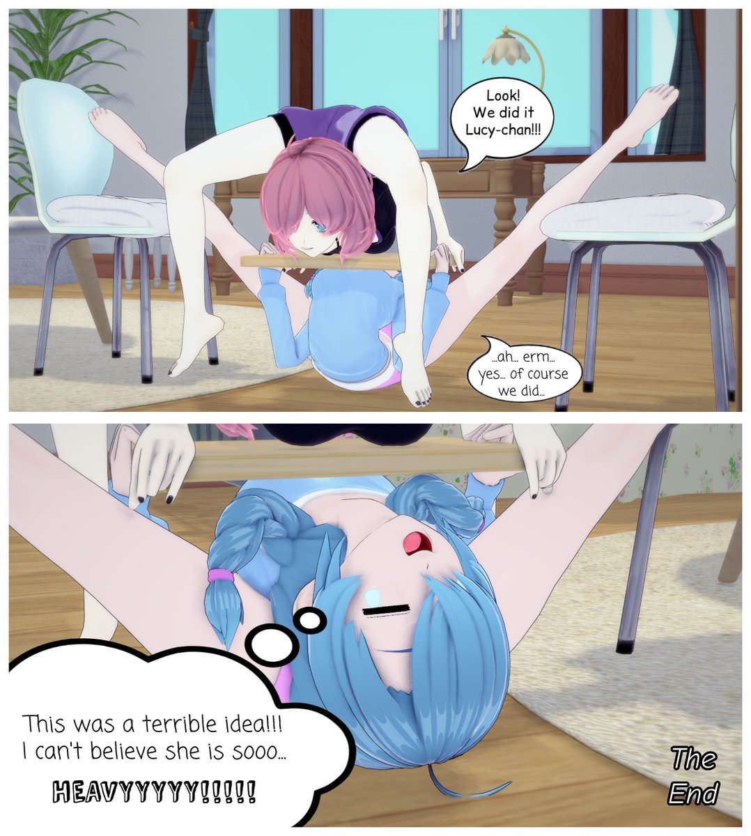 murmux3DArts's tweet photo. Contortion training

Made this some time ago for my bro Jozchuu and he was kind enough to allow me to share it with everyone!

Hope you like this mini-comic!

Lucy and Momo are original characters from Jozchuu!
#contortionist #flexible #backbend #oversplit https://t.co/HWiDuxxW0o