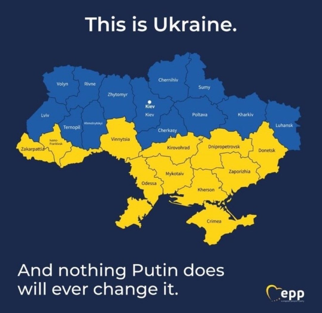 Crimea is Ukraine.
Donetsk is Ukraine.
Mariupol is Ukraine.
Luhansk is Ukraine.
Melitopol is Ukraine.
Berdyansk is Ukraine.
Lysychansk is Ukraine.

Occupation is temporary, Ukraine is forever.