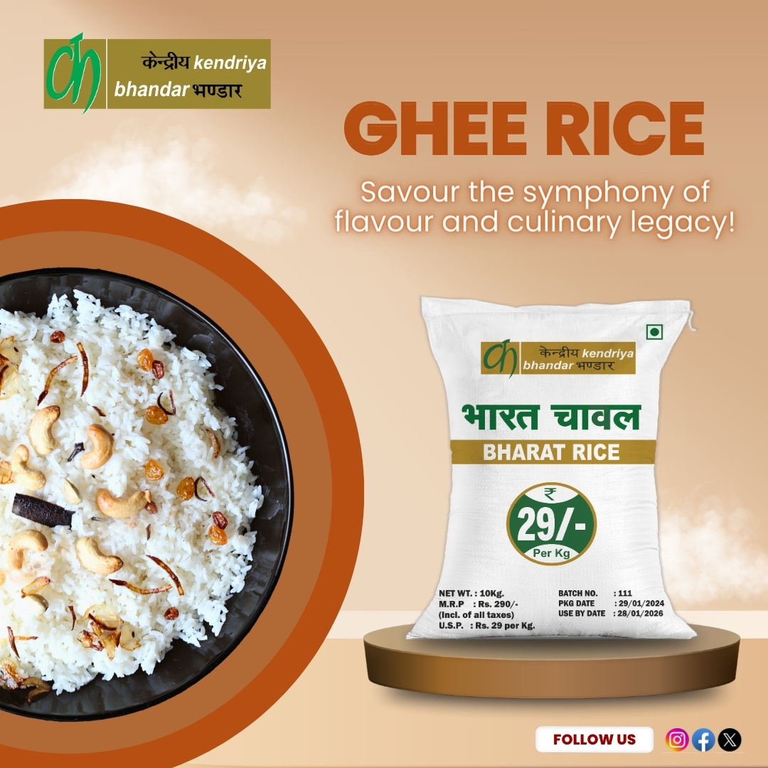 Have you tried Ghee Rice yet?
#KendriyaBhanar #BharatRice #BharatBrand #GheeRice