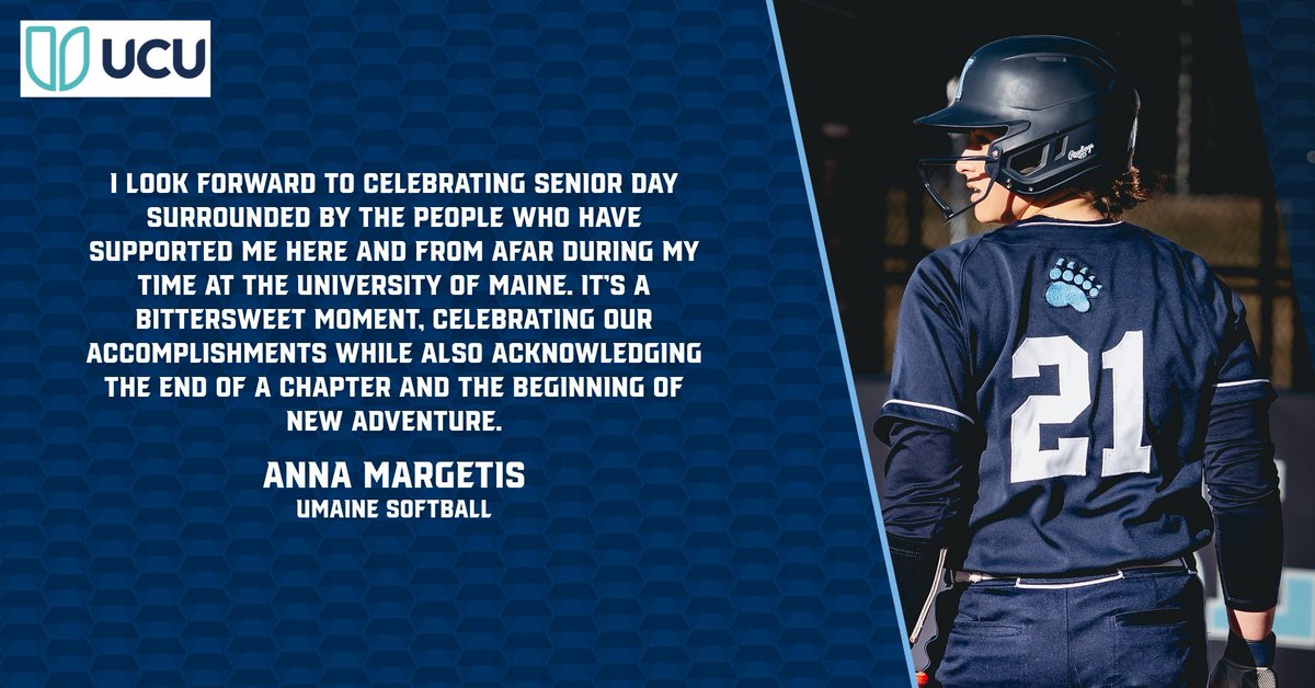 Our UCU Quote of the Week comes from Anna Margetis as Softball celebrates their seniors today at Noon as a part of the Black Bear Bash in Orono! #blackbearnation