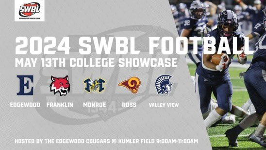 Excited that some of our guys will be getting front of college coaches at the SWBL College Showcase at Edgewood! We would like to formally invite all college football programs at all levels to join us! Prospect sheets will be provided after testing is complete!