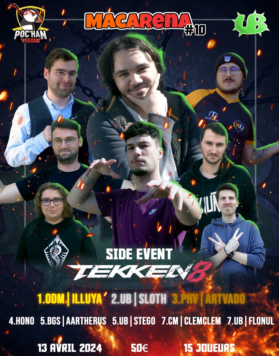 Un grand bravo à <a href="/Iluya007/">ODM | Iluya 🌌</a> qui remporte le side event Tekken 8 !🏆

🥈 <a href="/BreSdq/">UB | Sloth</a> 
🥉 <a href="/Artvado/">Artvado</a>
🏅 Hono
🎖️ <a href="/aartherus/">Aartherus</a> 
🎖️ <a href="/Steg0_o/">Stegosaur</a>
⭐ <a href="/ClemLeProBiker/">CM | ClemClem</a>
⭐ <a href="/flonful/">flonul</a> 

Merci à <a href="/PocHanVersus/">Poc'Han Versus</a> qui nous a permis d'organiser ce side avec la UB !🫶