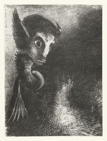 PublicDomainRev's tweet photo. Born #onthisday in 1840, the French symbolist artist Odilon Redon. Known for his surreal and often haunting imagery, some of his most stunning works are his illustrations for Flaubert's failed masterpiece Temptation of St Anthony: https://t.co/MSIjQ8oGAD #OTD https://t.co/HmK8OmysPD