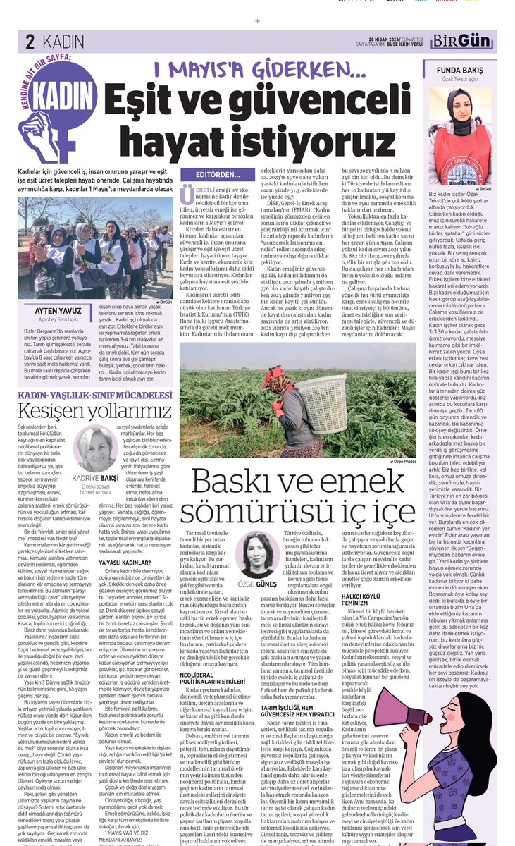 Kendine ait bir sayfa ⭐♀️ Eşit ve güvenceli bir hayat için 1 Mayıs'ta alanlara☀️ @BirGun_Gazetesi