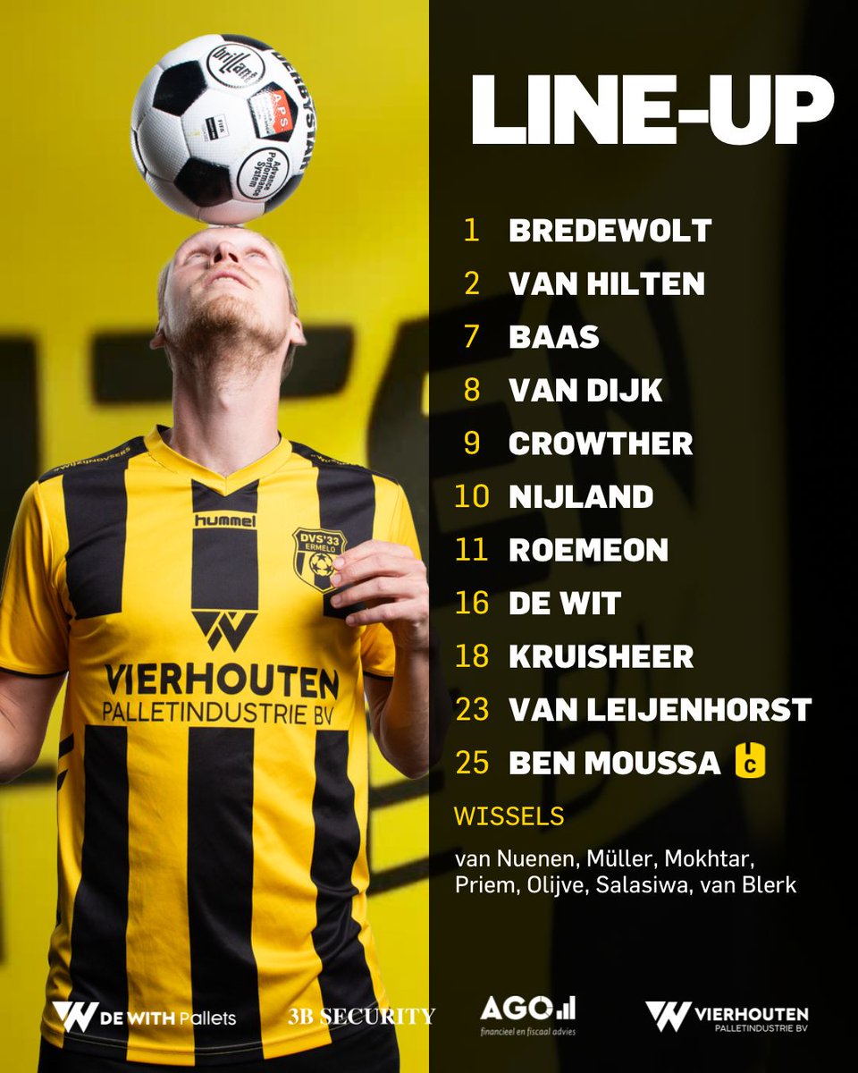 DVS33NL's tweet photo. Opstelling DVS'33 Ermelo:
#dvsdov https://t.co/xzQkpnDsxR