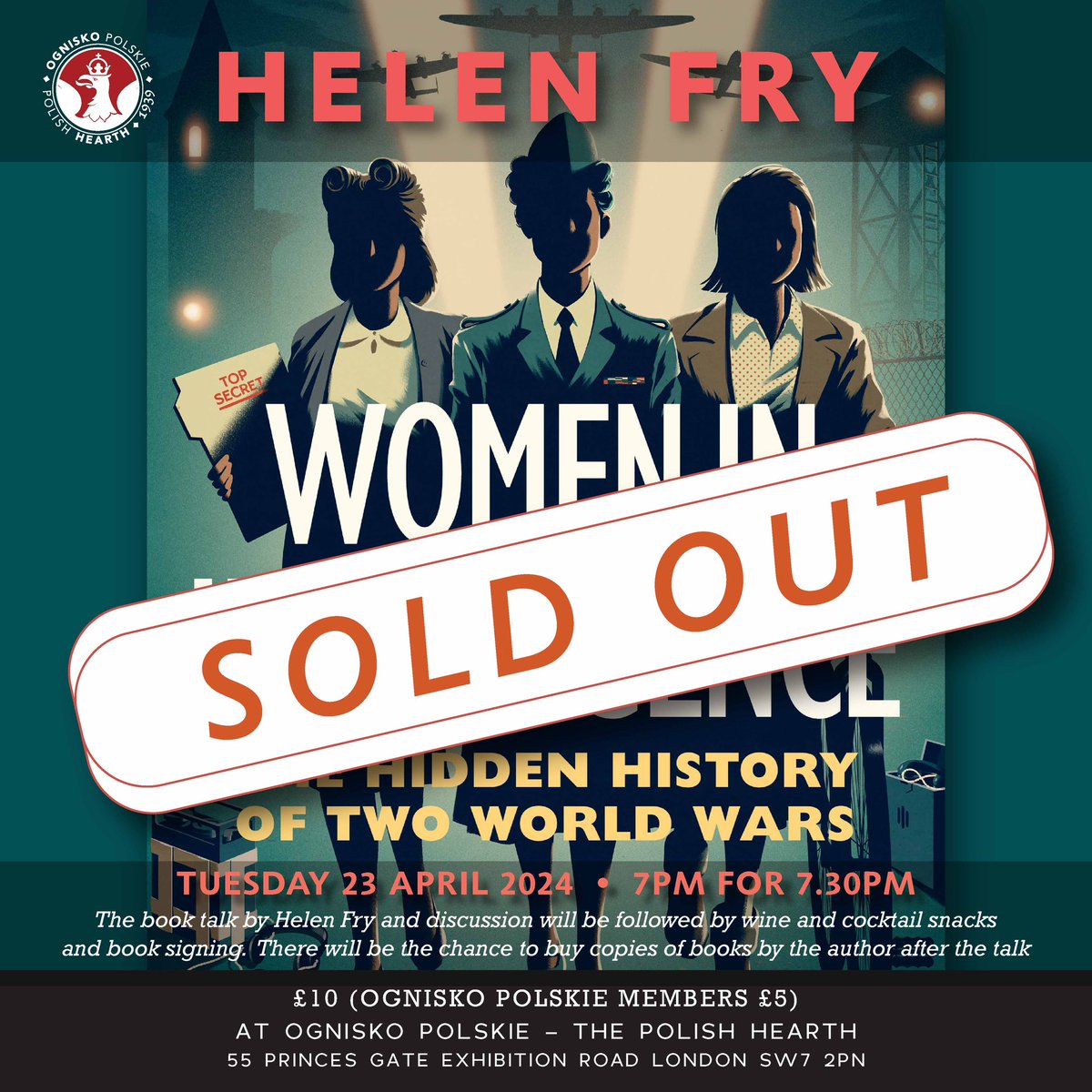 23.4.24: we’re really looking forward to hearing @DrHelenFry talking about her book: Women in Intelligence this coming week! Please contact our office to be on the waiting list for tickets No tickets on the door! Pop up book shop from @nomadbooks