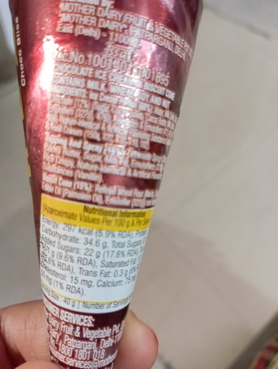 HalanMurugesh's tweet photo. @MotherDairyMilk 
32g of sugar. Is it a healthy ice cream https://t.co/ckX3hkPA0o