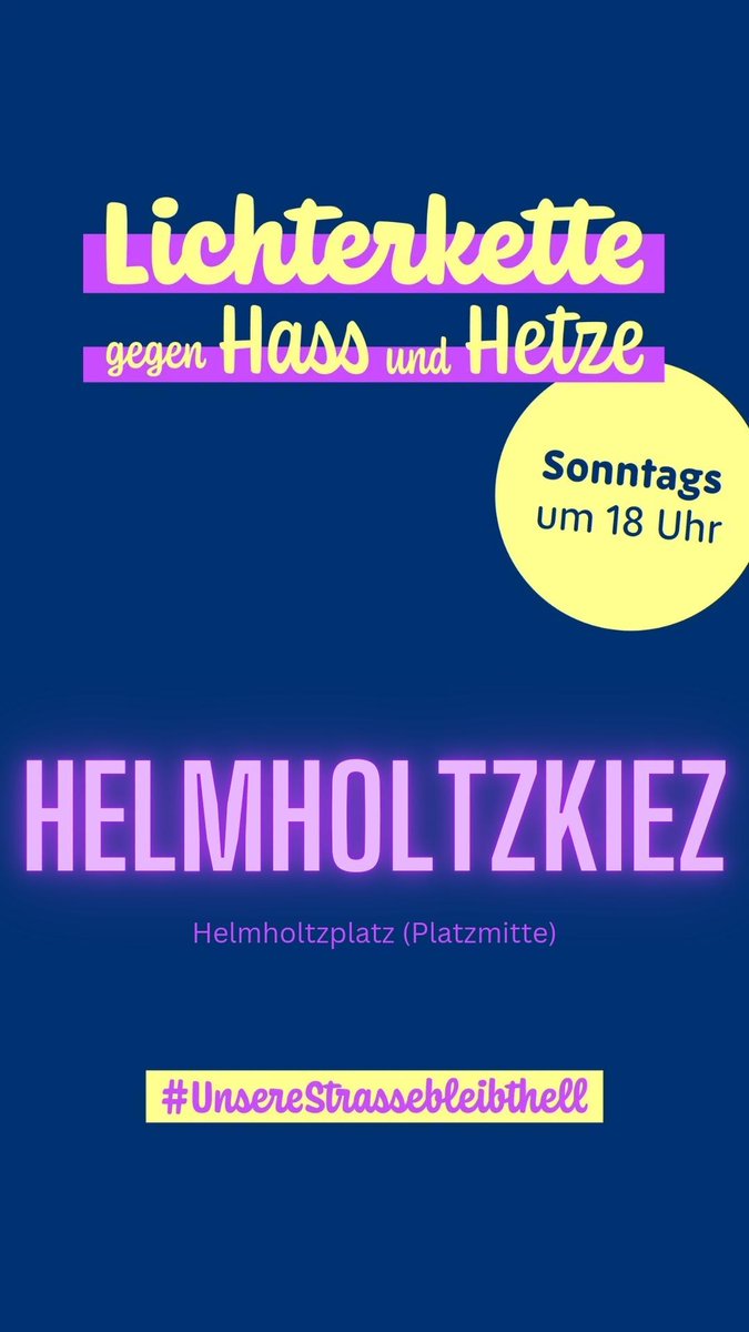 📢 Komm zur #Demo und 📢 verbreite sie: 'Lichterkette gegen Hass und Hetze' 🗓: je 18:00 Uhr: 05.05.2024 28.04.2024 21.04.2024 📌 Ort: Dunckerstraße, 10437 #Berlin (Helmholtzplatz) 🔗 Link: demokrateam.org/aktionen/licht… #NieWiederIstJetzt #LautGegenRechts #DemoGegenRechts 📢#NoAfD 🚫