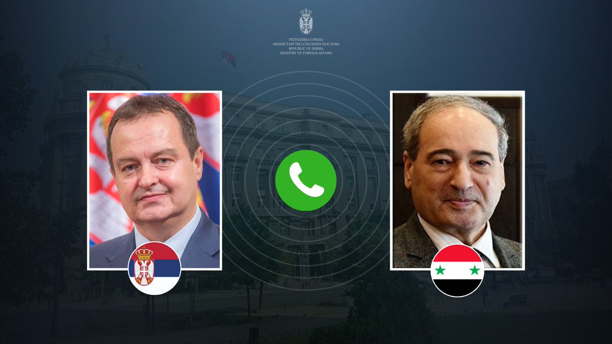 🇷🇸 📞 🇸🇾 #Serbia #Syria relations, as well as 🇷🇸🇸🇾 cooperation at the multilateral level discussed during conversation between DPM/FM #Dacic and his #Syria colleague Fayssal #Mikdad, head of @syrianmofaex.