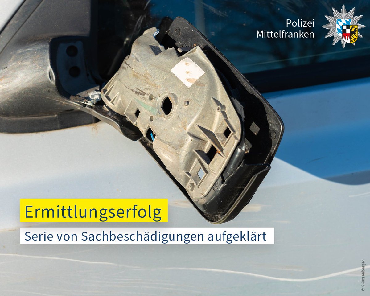 Eine ganze Serie von Sachbeschädigungen an Kraftfahrzeugen konnte die Polizeiinspektion #Neustadt a.d. Aisch jetzt aufklären. Bereits im Jahr 2022 beschädigte ein Unbekannter wahllos Fahrzeuge. Durch einen #DNA-Treffer konnten die Taten einem 23-Jährigen nachgewiesen werden.