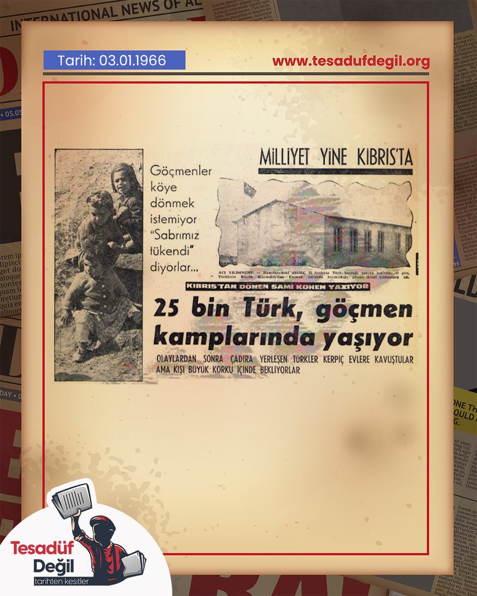 Ocak 1966 Kıbrıs'ta 25.000 Türk Göçmen Kamplarında Yaşıyor. #1966 #Kıbrıs #KıbrısTürkHalkı