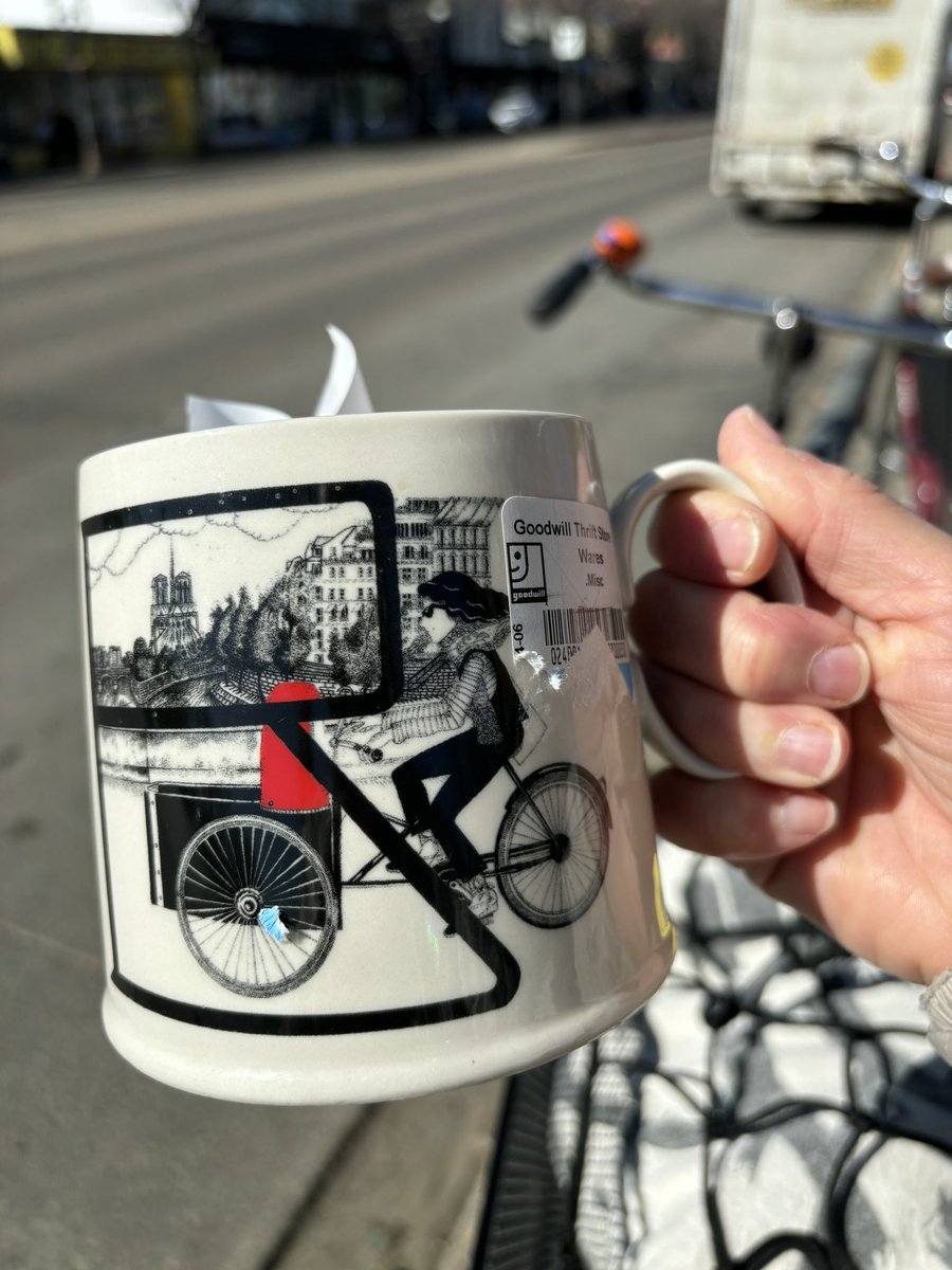 I’m not lucky enough to have a cargo bike, but at least I have this cool mug! Thanks for the thrifting treasure Goodwill! #yegbike