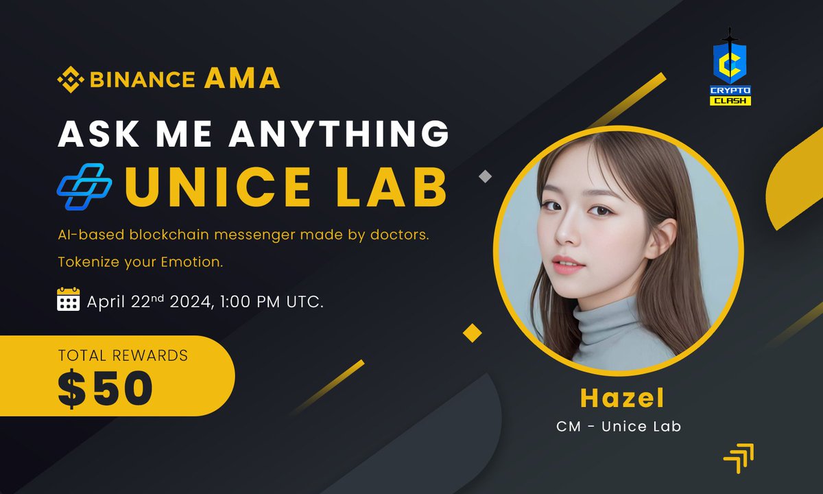 🎙Don't miss out on the opportunity to join us for a #BinanceLiveAMA with Unicelab. ◾️Blockchain messenger made by doctors. 🕰 22nd April, 1 PM UTC 💰 50$ USDT. 🏛 Venue : binance.com/en/live/video?… 📌 Rules: 1️⃣ Follow @unicelab 2️⃣ Like & Retweet.